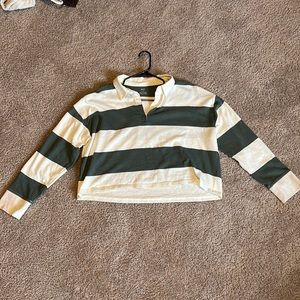 White and green striped collared top from aerie